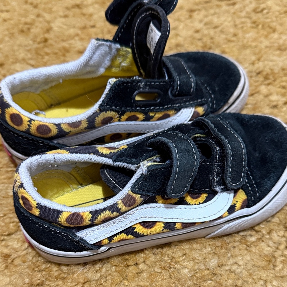 9toddler Vans Sunflower Pattern Kids Shoes